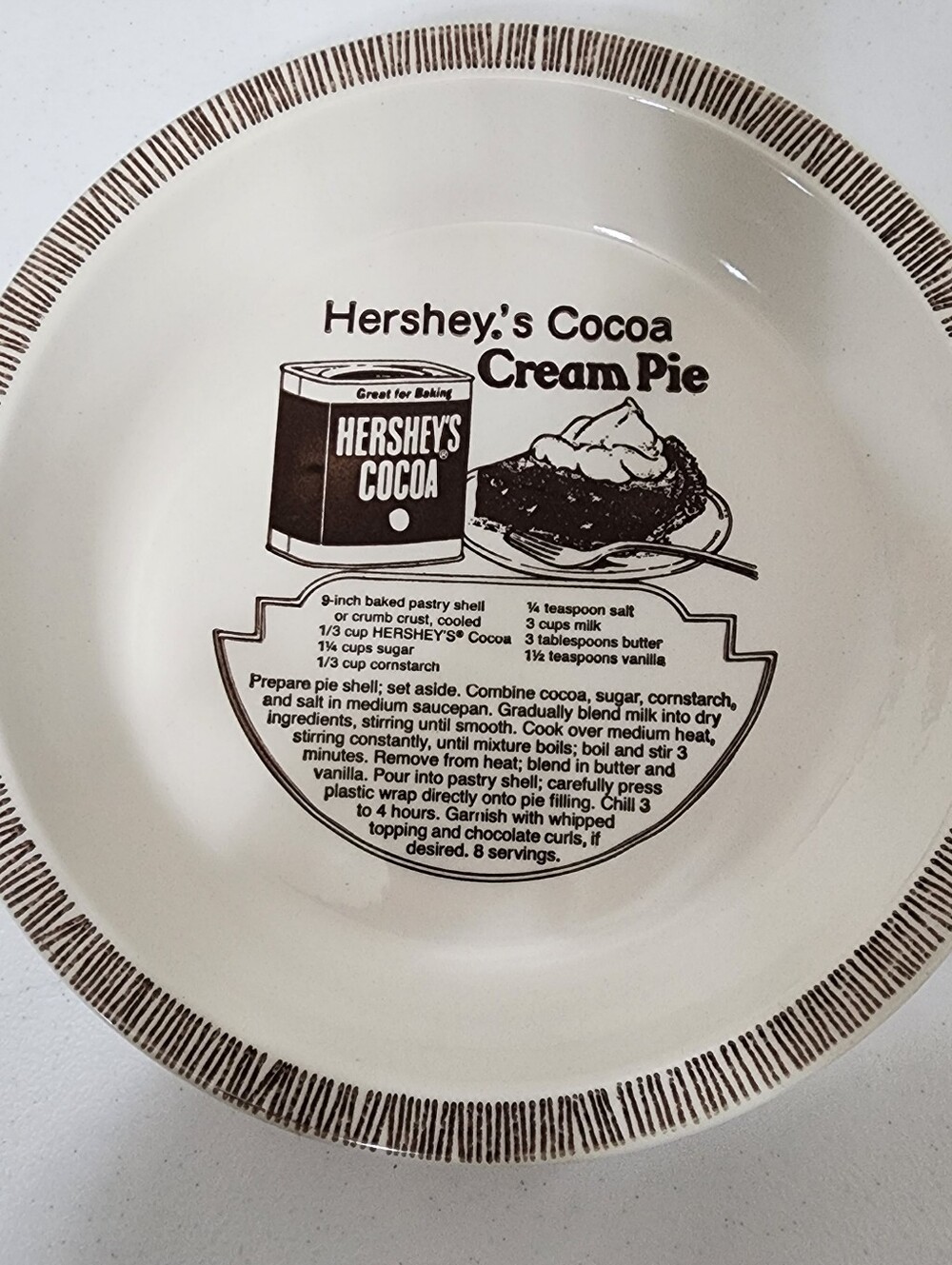 Hershey's Coca Cream Pie Recipe Pie Plate Royal China